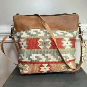 NWT Ohlay Bags CROSS BODY Leather and Upcycled Canvas Ladies Bag